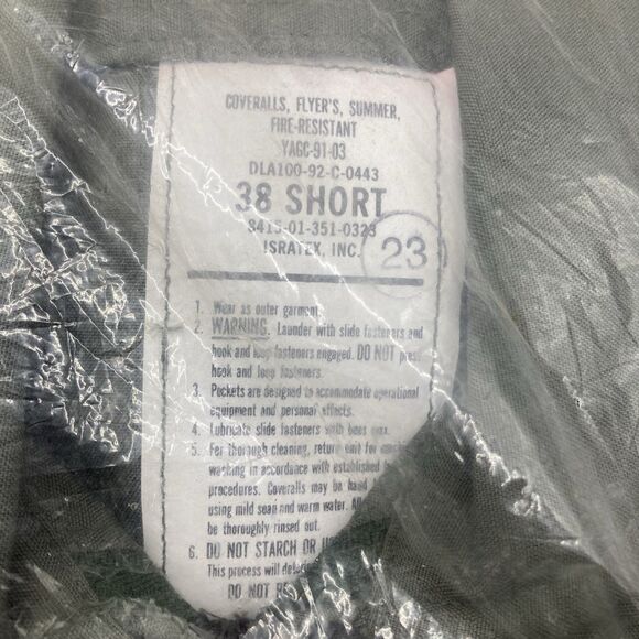 *Recalled* US Navy Issued Fire Resistant Coveralls Flight Suit Sage Green 38S - Picture 15 of 15